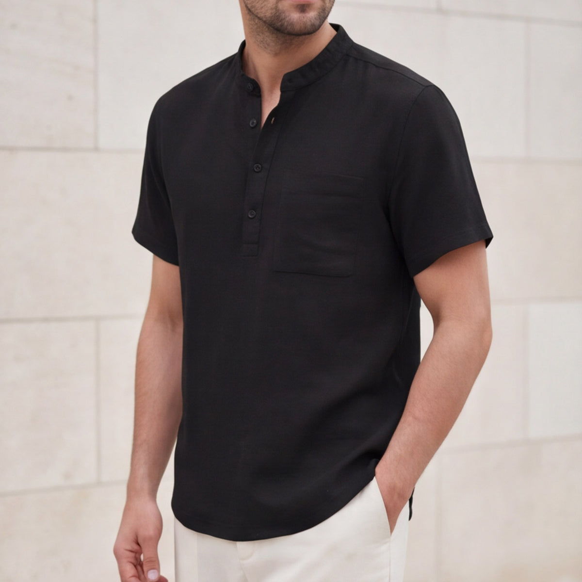 Matteo Bellini Linen Henley Shirt