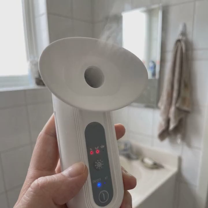 Warm steam coming from the eye steamer
